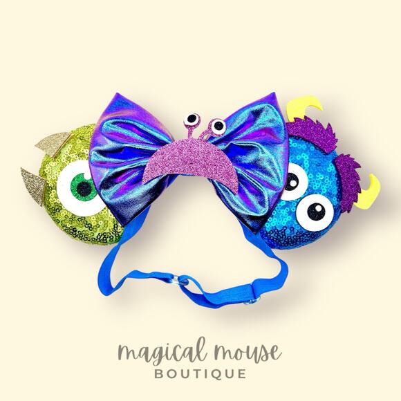 Monsters Inc Elastic Minnie Ears | Pixar-Inspired Adjustable Mouse Ears Headband - Picture 1 of 5